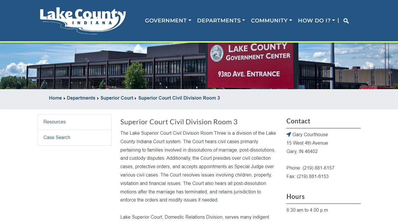 Superior Court Civil Division Room 3 - Lake County, Indiana